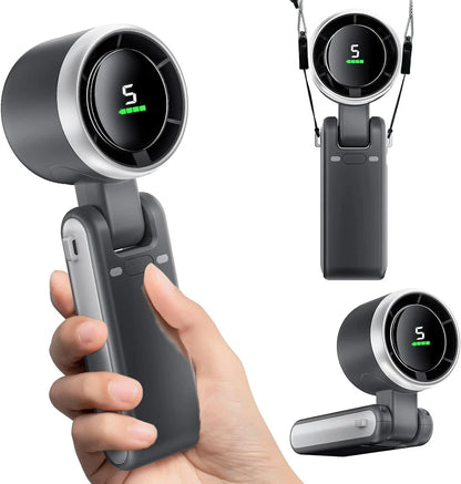 9000mAh Portable Handheld Turbo Fan, 5-Speed Rechargeable Foldable Mini Desk Fan with LED Display