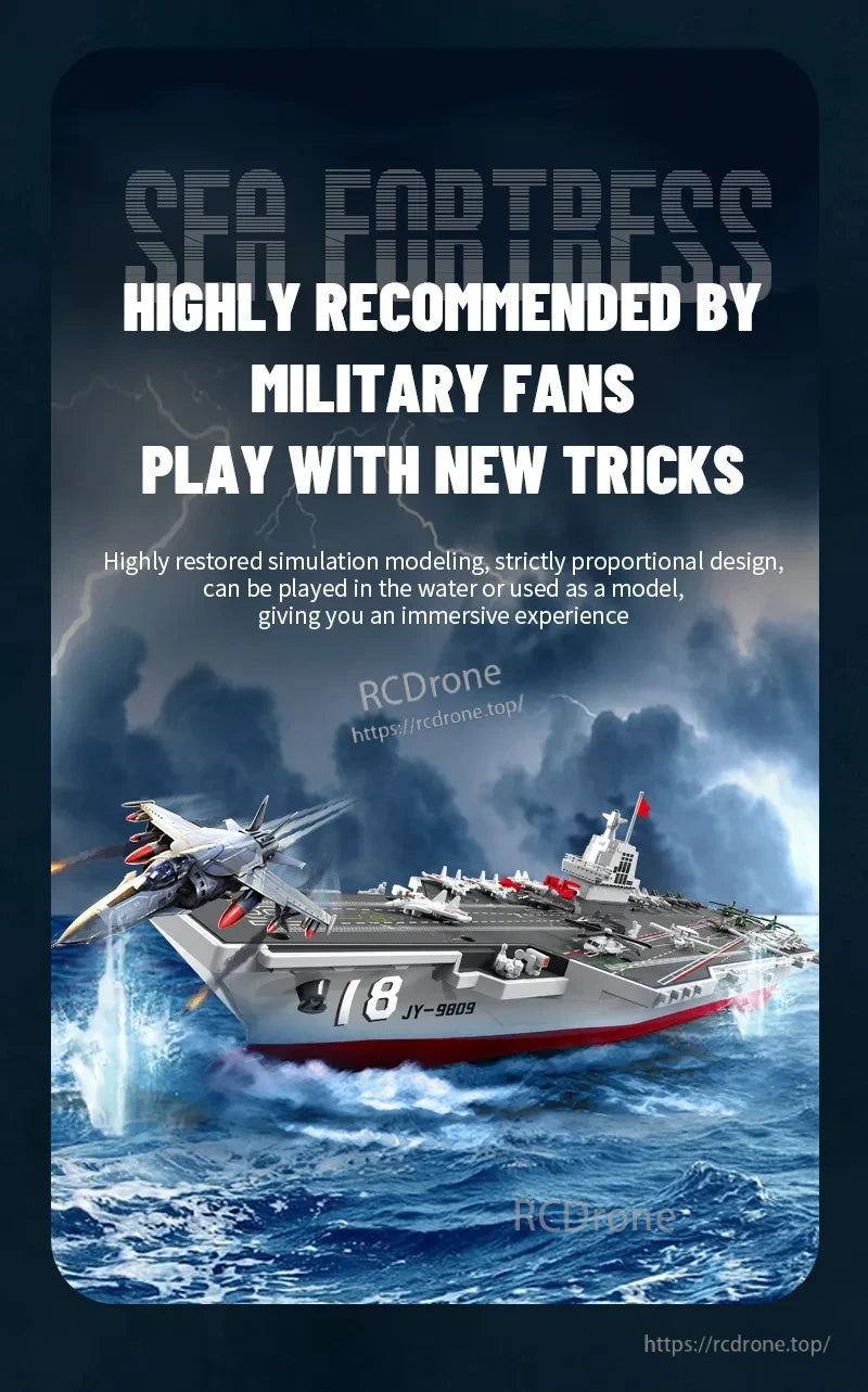 S19 RC Warship, Highly recommended Sea Fortress RC Warship features realistic simulation, proportional design, and dual functionality for water play or display, offering an immersive experience.