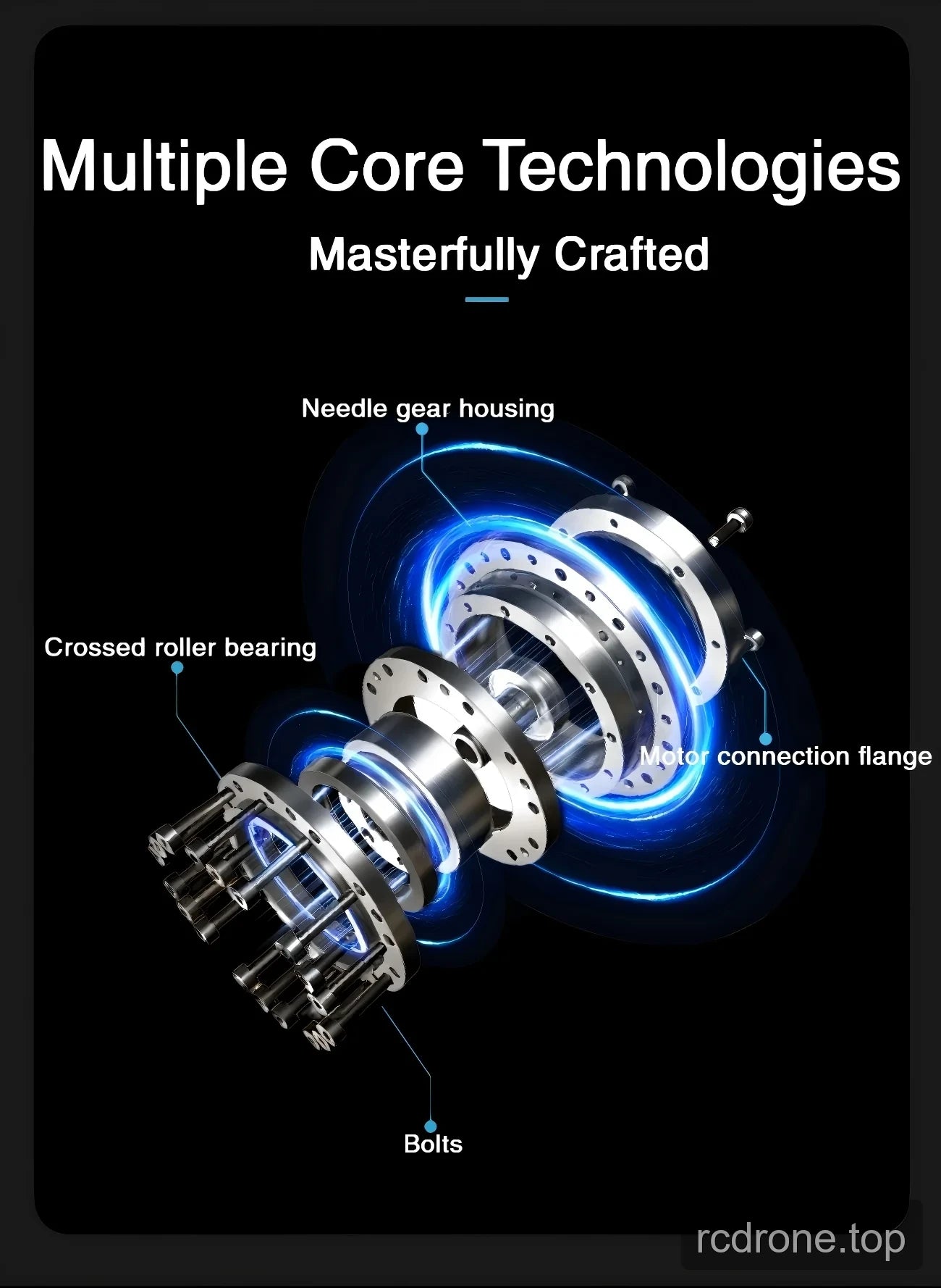Exploded reducer assembly with labelled components