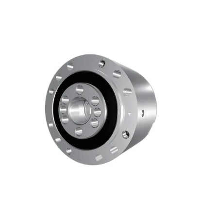 Angled front view of the SINOTUP TF30 reducer showing a recessed black ring, central hub, and circular flange holes.