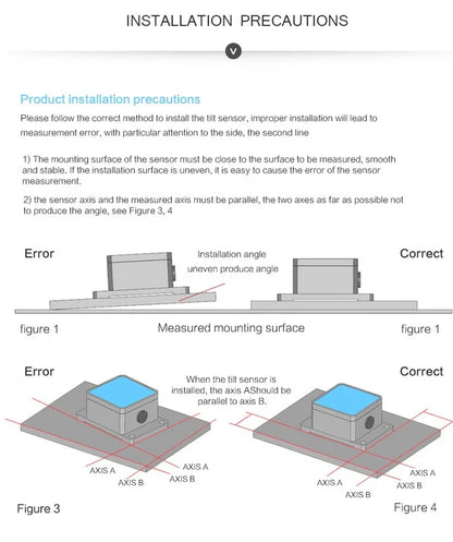 WitMotion SINVT 듀얼 축 경사계, 0–5V 아날로그 ±90°, RS232/RS485, 9–36V 전원, IP67 산업용 자세 센서