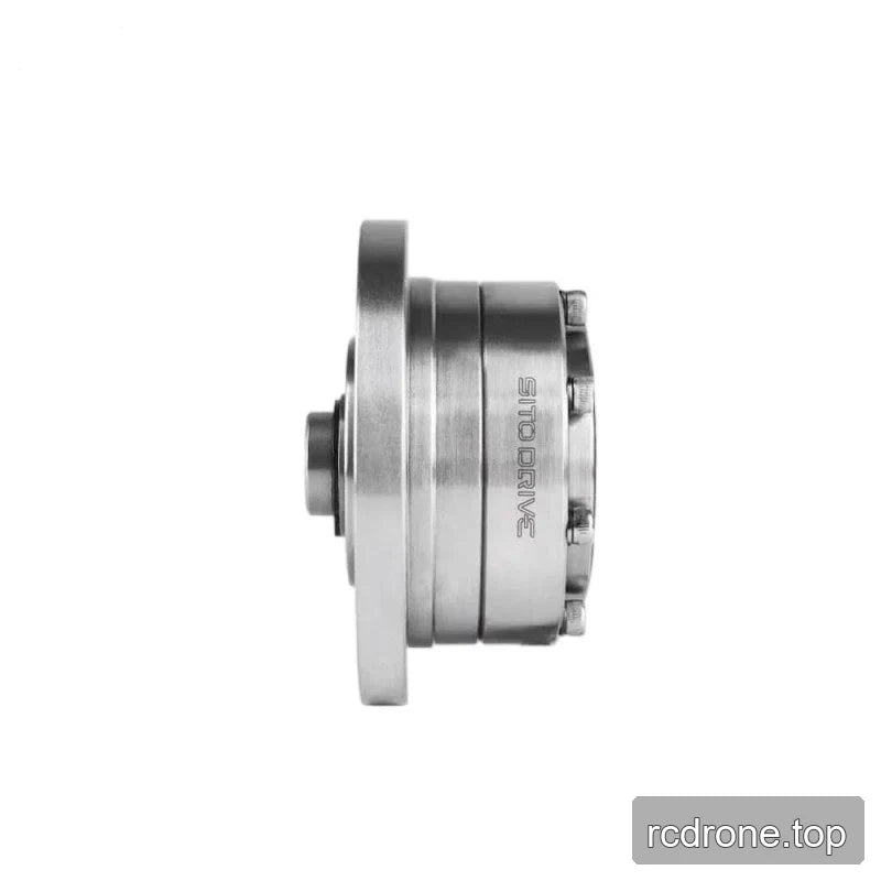 Side profile of the SITO DRIVE CS-14-I reducer, showing the thin mounting flange, cylindrical housing, and perimeter bolts.