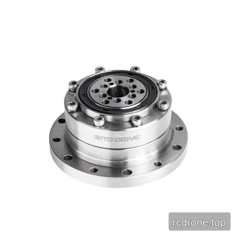 SITO DRIVE reducer shown upright with its bolted top plate, patterned threaded holes, cylindrical body, and mounting flange.