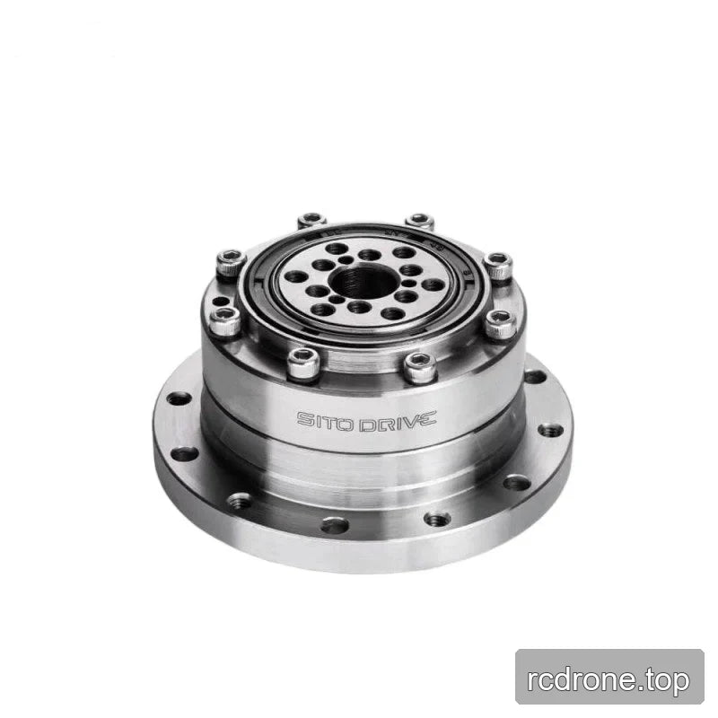 Elevated rear view of the SITO DRIVE CS-14-II reducer with bolted upper plate, central opening, and mounting flange.