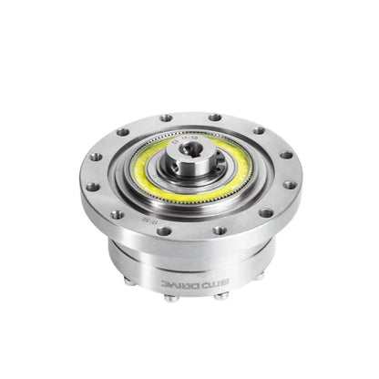 Top angled view of the SITO DRIVE CS-17-I reducer showing its circular flange, central hub, and yellow ring.