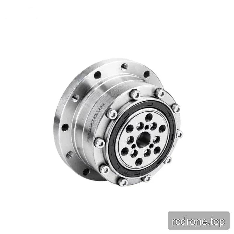 Angled rear view of the SITO DRIVE CS-17-II reducer with bolted circular cover and multiple threaded holes.