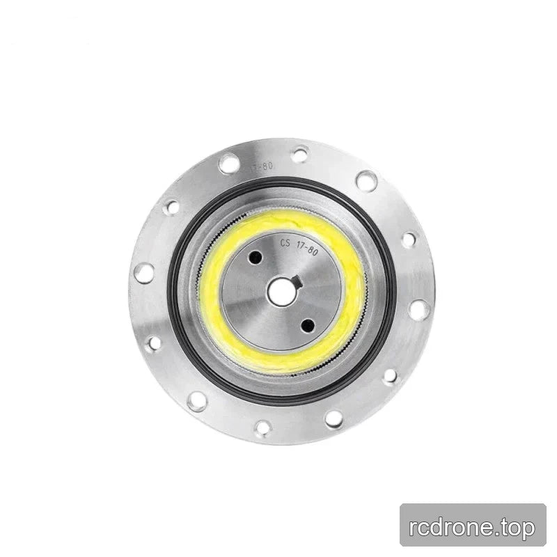 Straight-on flange view of the SITO DRIVE CS-17-II reducer, with the CS 17-80 marking and yellow circular ring.