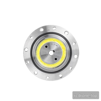 Straight-on flange view of the SITO DRIVE CS-17-II reducer, with the CS 17-80 marking and yellow circular ring.