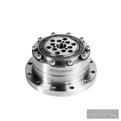 Elevated rear view of the SITO DRIVE CS-17-II reducer showing the bolted top plate, threaded holes, and base flange.