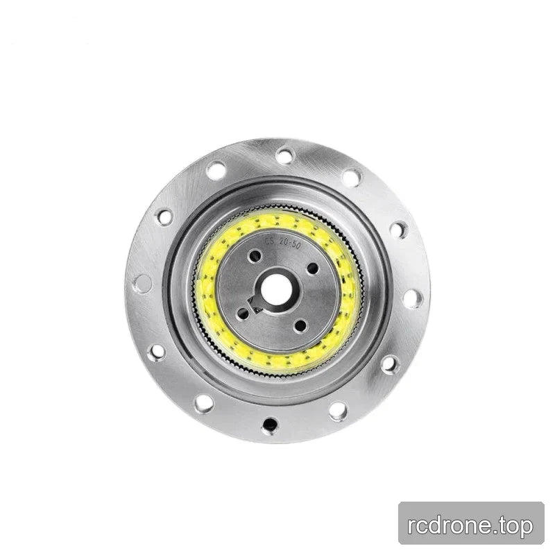 Straight-on front view of the SITO DRIVE CS-20-II reducer with circular mounting holes, center bore, and yellow ring.