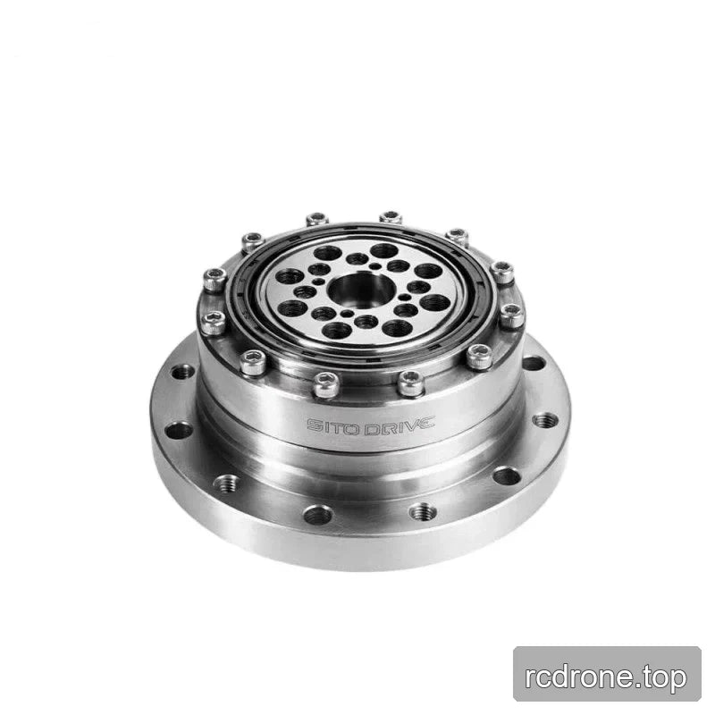 Low rear view of the SITO DRIVE CS-20-II reducer with bolted end plate, central opening, and mounting flange.