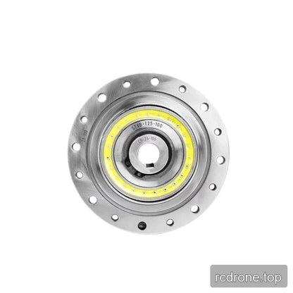 Straight-on face view of the SITO DRIVE CS-25-I reducer with circular mounting holes, center bore, and yellow ring.