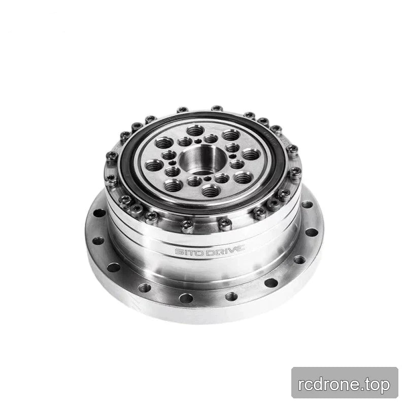 Elevated rear view of the SITO DRIVE CS-25-I reducer showing the bolted circular plate and threaded-hole mounting pattern.