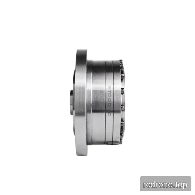 Side profile of the SITO DRIVE CS-25-I reducer showing the cylindrical housing, projecting flange, and perimeter fasteners.