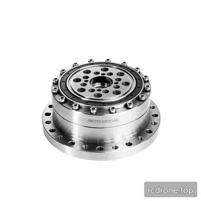 Elevated rear view of the SITO DRIVE CS-32-I reducer with bolted circular plate, threaded holes, and lower flange.
