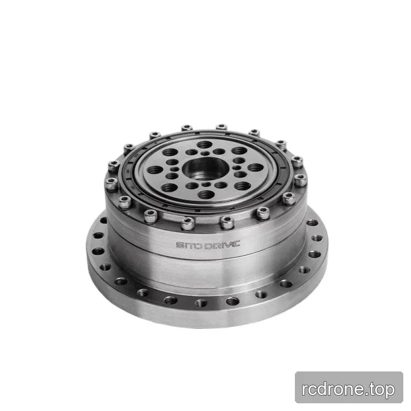 Elevated rear view of the SITO DRIVE CS-32-II reducer with bolted top plate, central opening, and wide base flange.