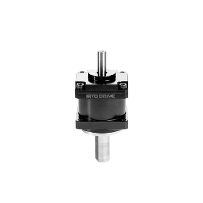 SITO DRIVE CS Mini-08 reducer shown upright with silver shafts at both ends and a black square mounting frame.