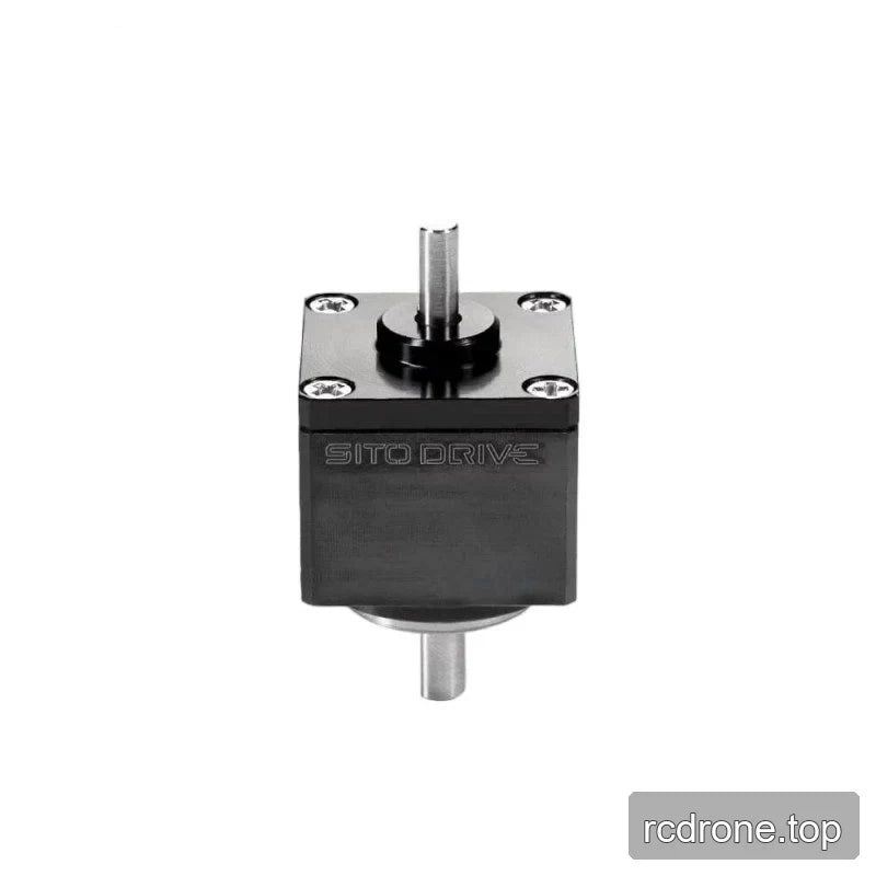 SITO DRIVE CSMini-05-1U-U micro harmonic reducer showing a square top face with four corner screws and opposing shafts.