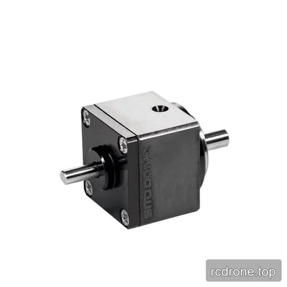 Three-quarter view of the SITO DRIVE micro harmonic reducer showing a top threaded hole, corner screws, and dual shafts.