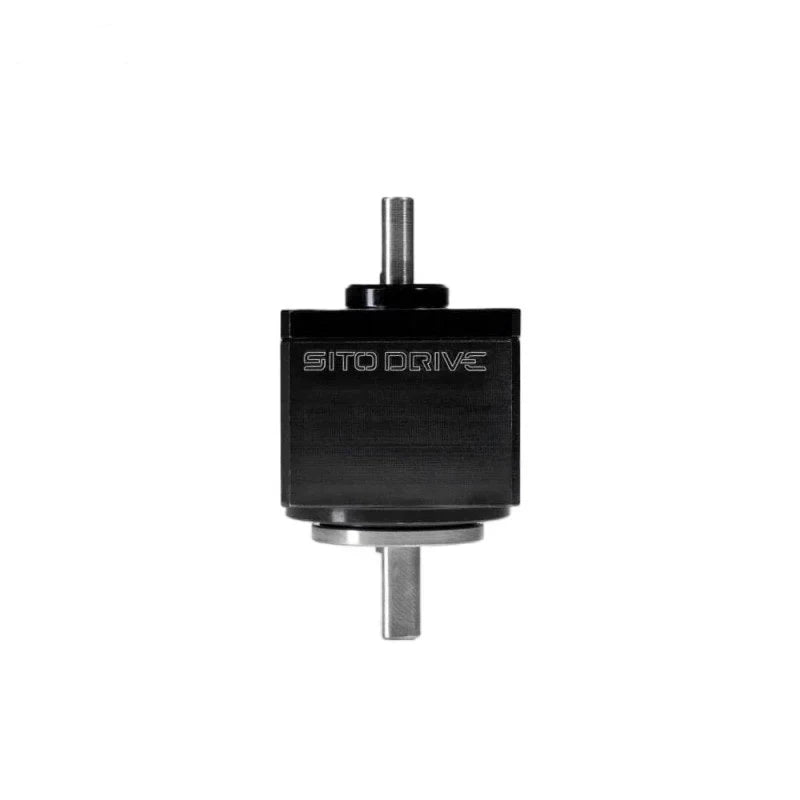 SITO DRIVE CSMini-05-1U-U micro harmonic reducer shown front-on with two opposing metal shafts.