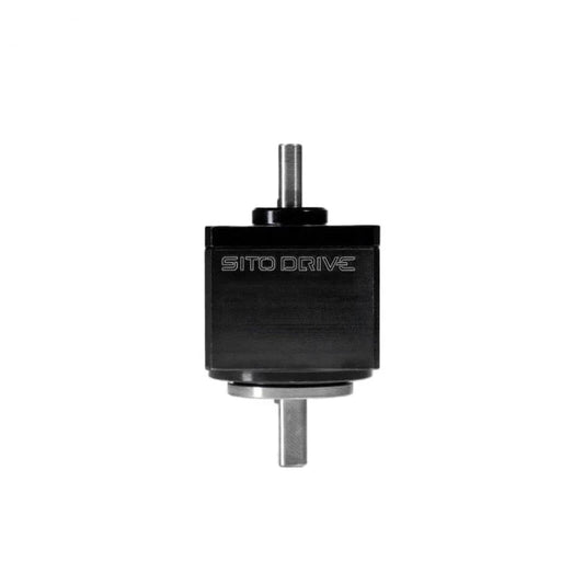 SITO DRIVE CSMini-05-1U-U micro harmonic reducer shown front-on with two opposing metal shafts.