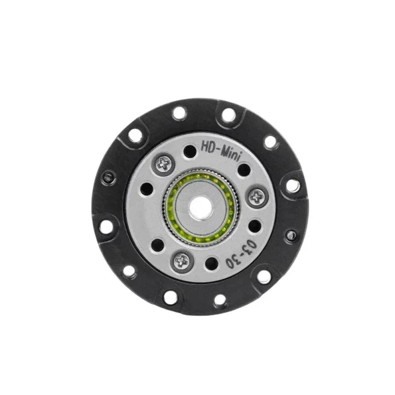 Straight-on face view of the SITO DRIVE HD-03 reducer showing the black mounting flange and HD-Mini 03-30 label.