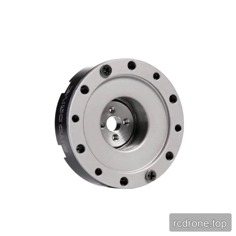 Rear face view of the SITO DRIVE HD-05 reducer with a silver circular plate, recessed center bore and perimeter holes.