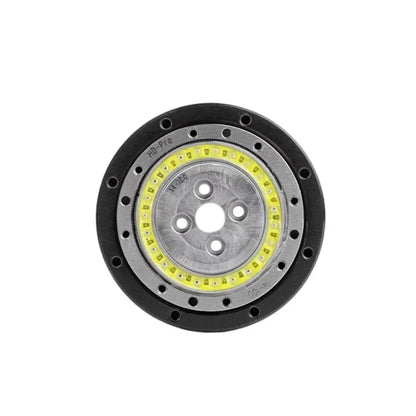 Straight-on front view of the SITO DRIVE HD-11 Pro reducer showing the central bore, four mounting holes, and yellow ring.