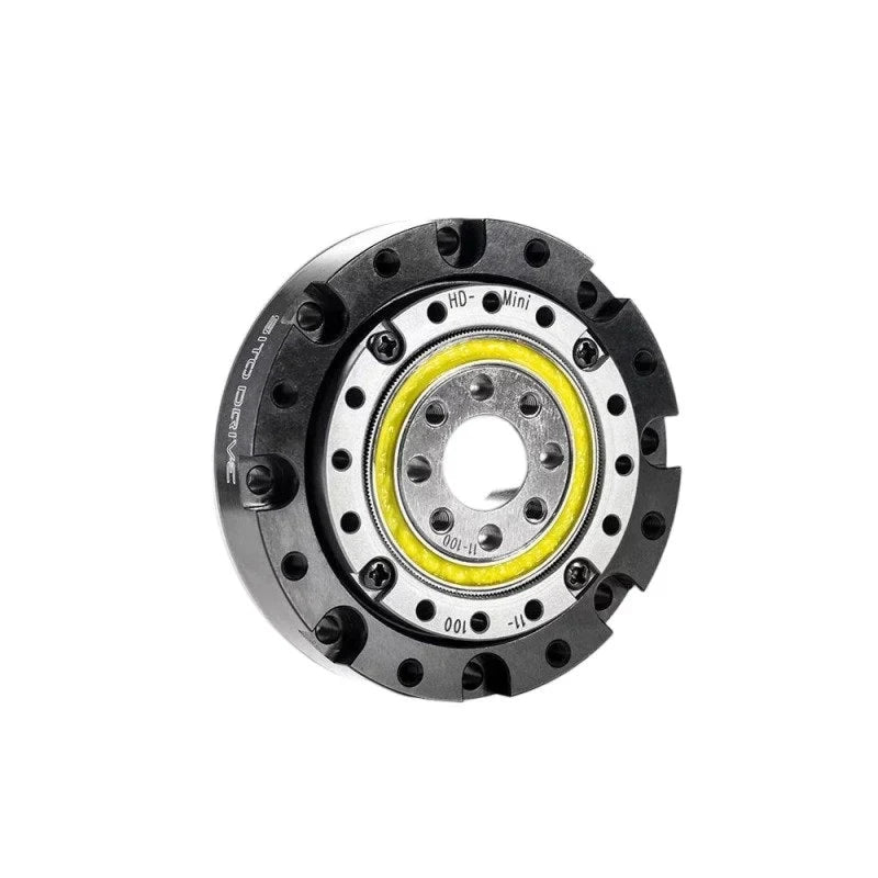 Front-facing SITO DRIVE HD-11 reducer with black outer housing, silver mounting plate, and yellow inner ring.