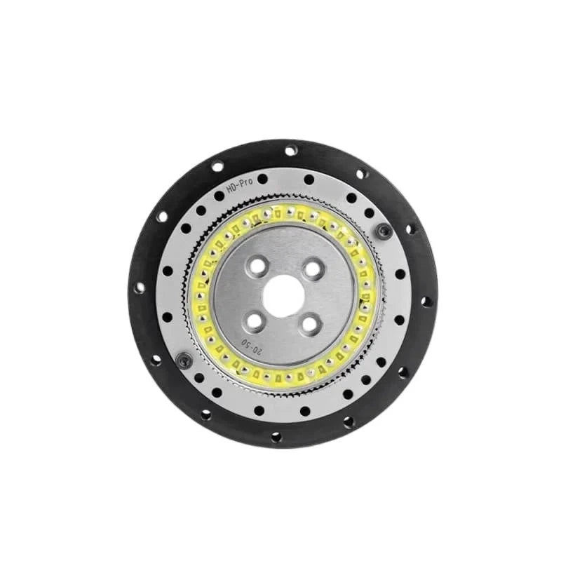 Straight-on front view of the SITO DRIVE HD-17 Pro reducer showing the central opening and yellow inner ring.