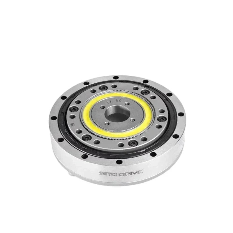 Angled top view of the SITO DRIVE HD-17 reducer, showing its circular face, mounting holes, and metal housing.