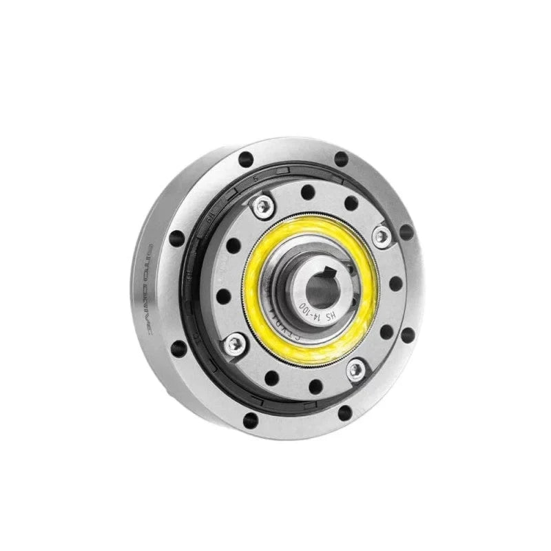Front-facing SITO DRIVE HS-14-I reducer with yellow-ringed central shaft opening and circular mounting holes.