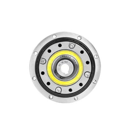 Opposite face of the SITO DRIVE HS-14-I reducer, showing the central opening, yellow ring, and outer bolt pattern.