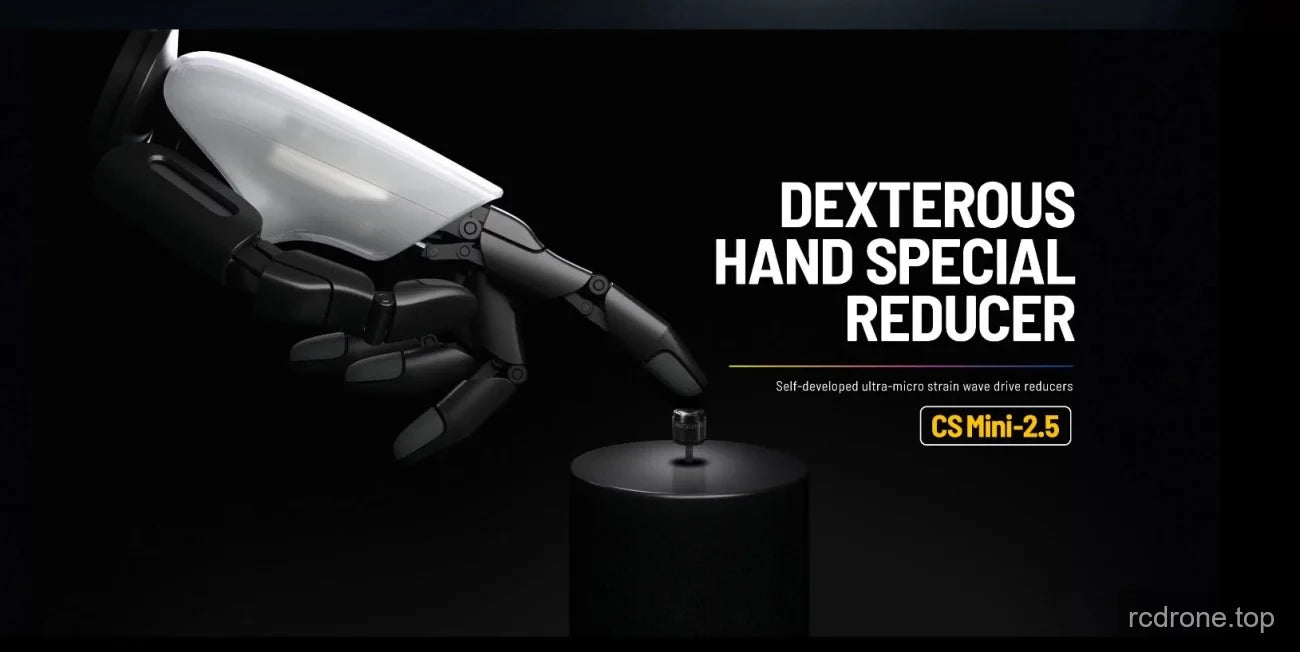 Robotic hand graphic featuring a CS Mini-2.5 reducer