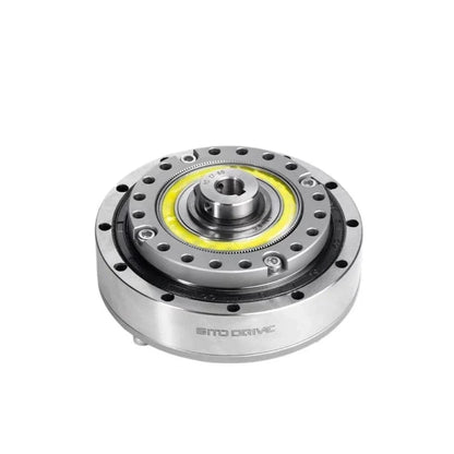 Angled top view of the SITO DRIVE HS-17-I reducer showing its raised central hub, yellow ring, and cylindrical body.