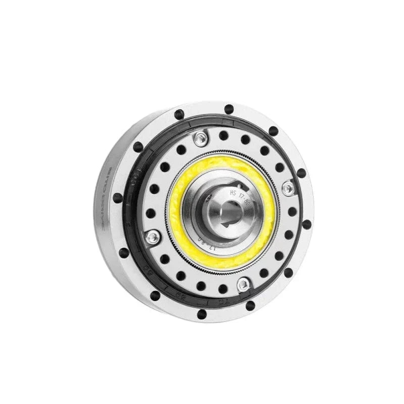 Front-facing SITO DRIVE HS-17-I reducer with circular mounting holes, central shaft opening, and yellow ring.