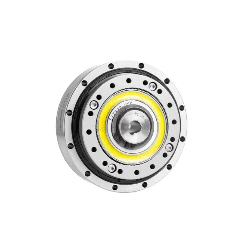 Front-facing SITO DRIVE HS-20-I reducer with circular mounting holes, central shaft opening, and yellow inner ring.