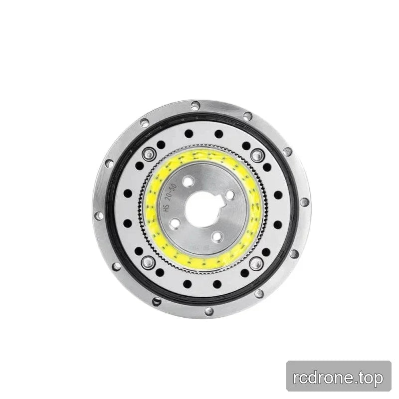 Opposite face of the SITO DRIVE HS-20-III reducer, showing its central shaped opening, yellow ring and bolt-hole pattern.
