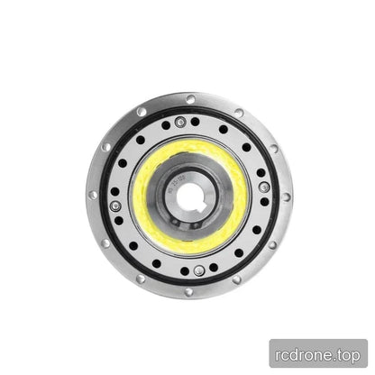 Alternate front view of the SITO DRIVE HS-25-I reducer with circular mounting flanges, central keyed bore, and yellow grease.