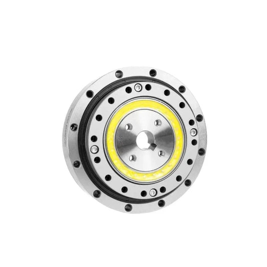 Front view of the SITO DRIVE HS-25-III reducer with circular bolt pattern, central keyed bore, and yellow inner ring.