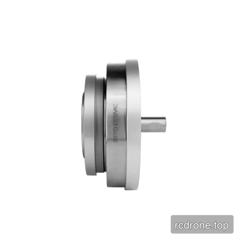 Side profile of the silver SITO DRIVE HS-25-IV reducer showing its layered housing and projecting shaft.