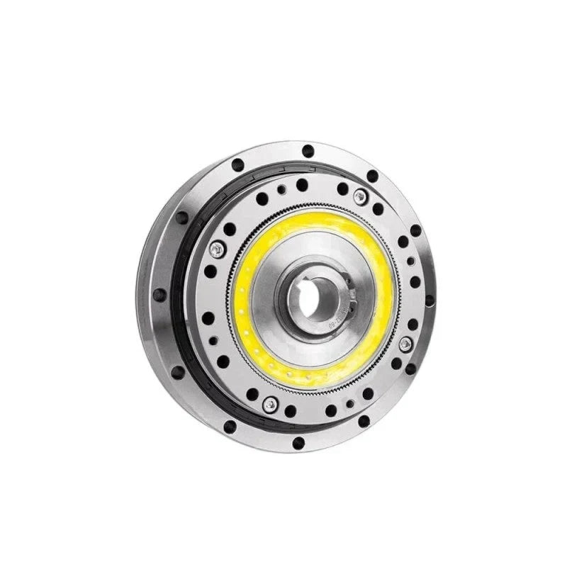 Front view of the SITO DRIVE HS-32-I reducer with a central keyed bore, circular bolt pattern, and yellow inner ring.