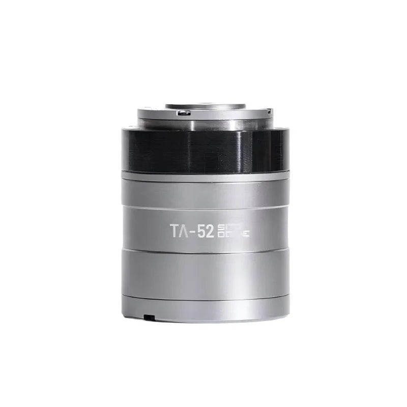 Front-facing view of the silver SITO TA-52 rotary actuator with a dark upper band and engraved model marking.