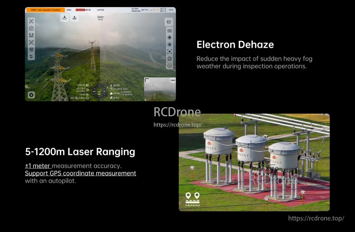 SIYI UniPod MT11 4 Sensor AI Drone Gimbal, Electron Dehaze reduces fog effects. 5-1200m laser ranging with ±1m accuracy, supports GPS and autopilot.