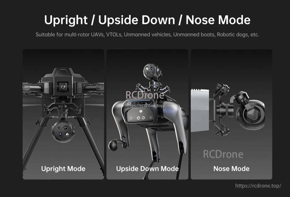SIYI UniPod MT11 4 Sensor AI Drone Gimbal, The SIYI UniPod MT11 is a 4-sensor AI drone gimbal supporting upright, upside-down, and nose modes for various unmanned vehicles.