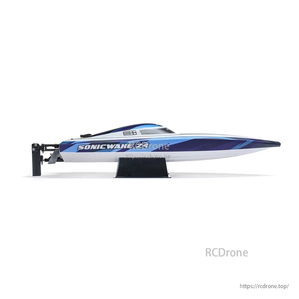 Sonicwake 24 RC Boat, The design features self-righting recovery and a breakaway rudder for safe operation on lakes and ponds.