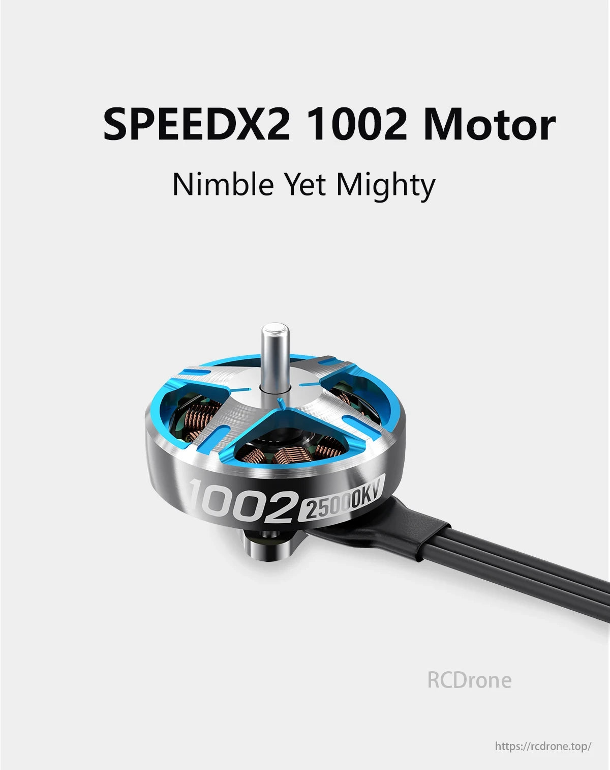 Speedx2 Brushless FPV Motor, SpeedX2 1002 Motor: Compact, powerful, with 25000KV for high performance and efficiency.