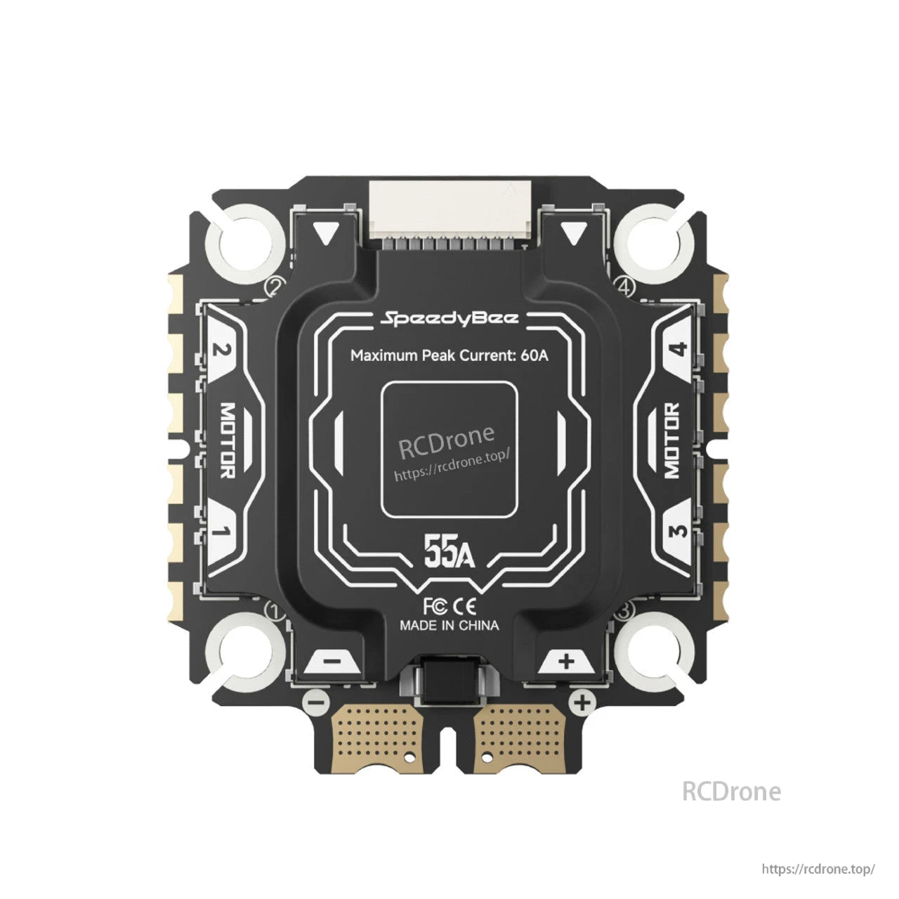 The SpeedyBee F405 V5 OX32 drone has a max peak current of 60A, featuring 4-in-1 ESCs with ICM42688 gyro and STM32F405 MCU.