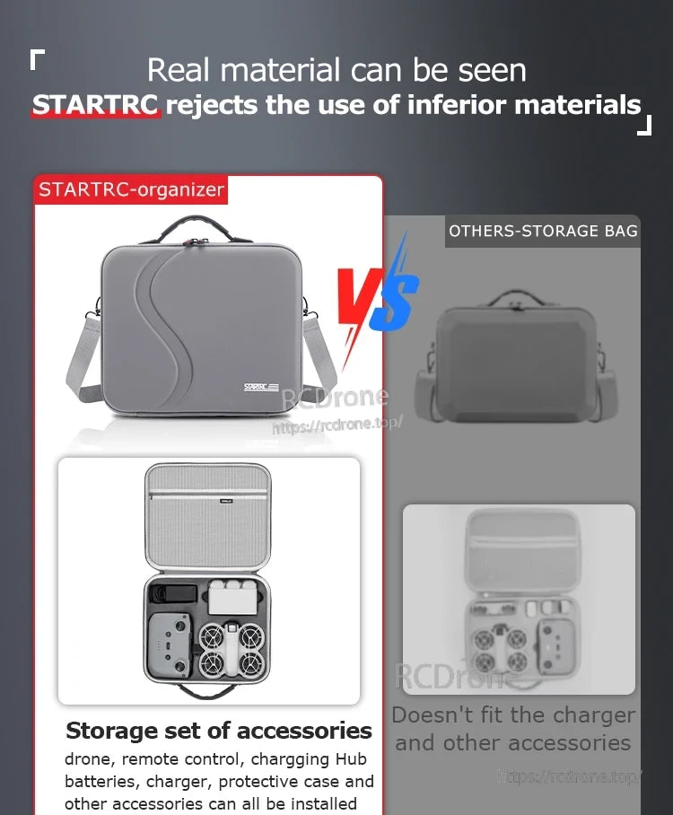 StartRC Shoulder Bag, Startrc rejects inferior materials and designed its storage bag to hold accessories like drone remotes, chargers, and protective cases.