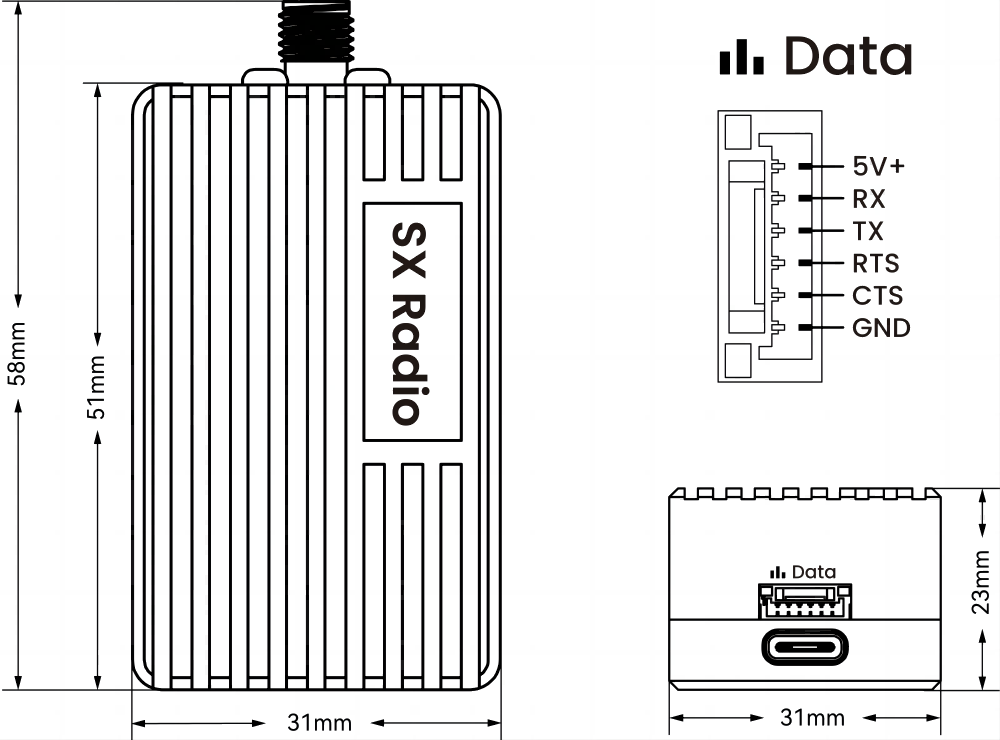 CUAV SX Radio - 1W 900MHz 64KM Long Range Radio Telemetry for Pixhawk Pixhack Flight Controller 6 CUAV SX Radio, Stable data transmission solution for unmanned units and point-to-point connections.